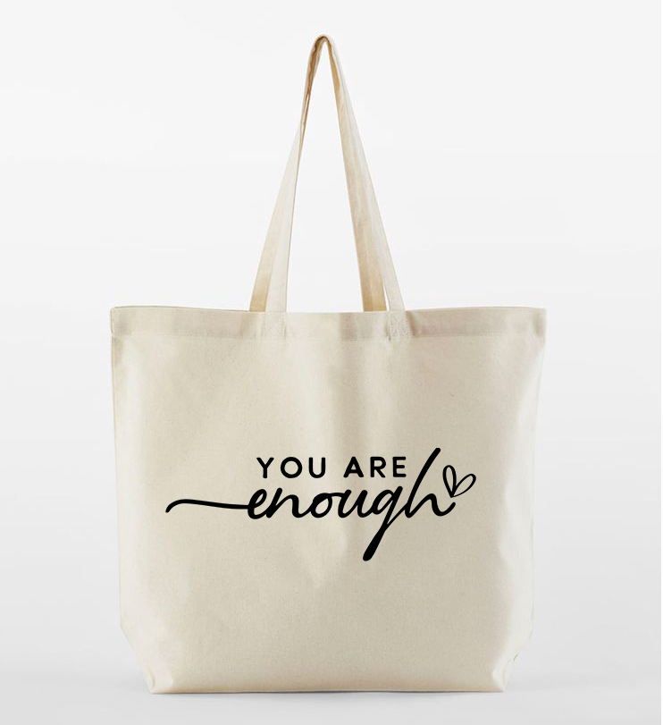 Beige Premium Inspirational Quote Tote Bag – Customisable image 3