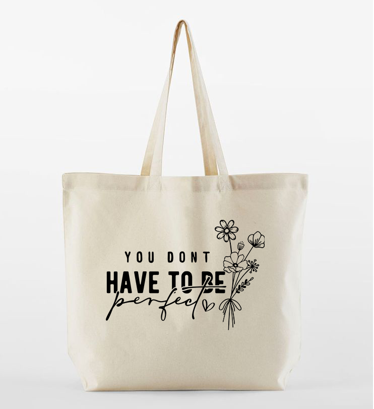 Beige Premium Inspirational Quote Tote Bag – Customisable image 2