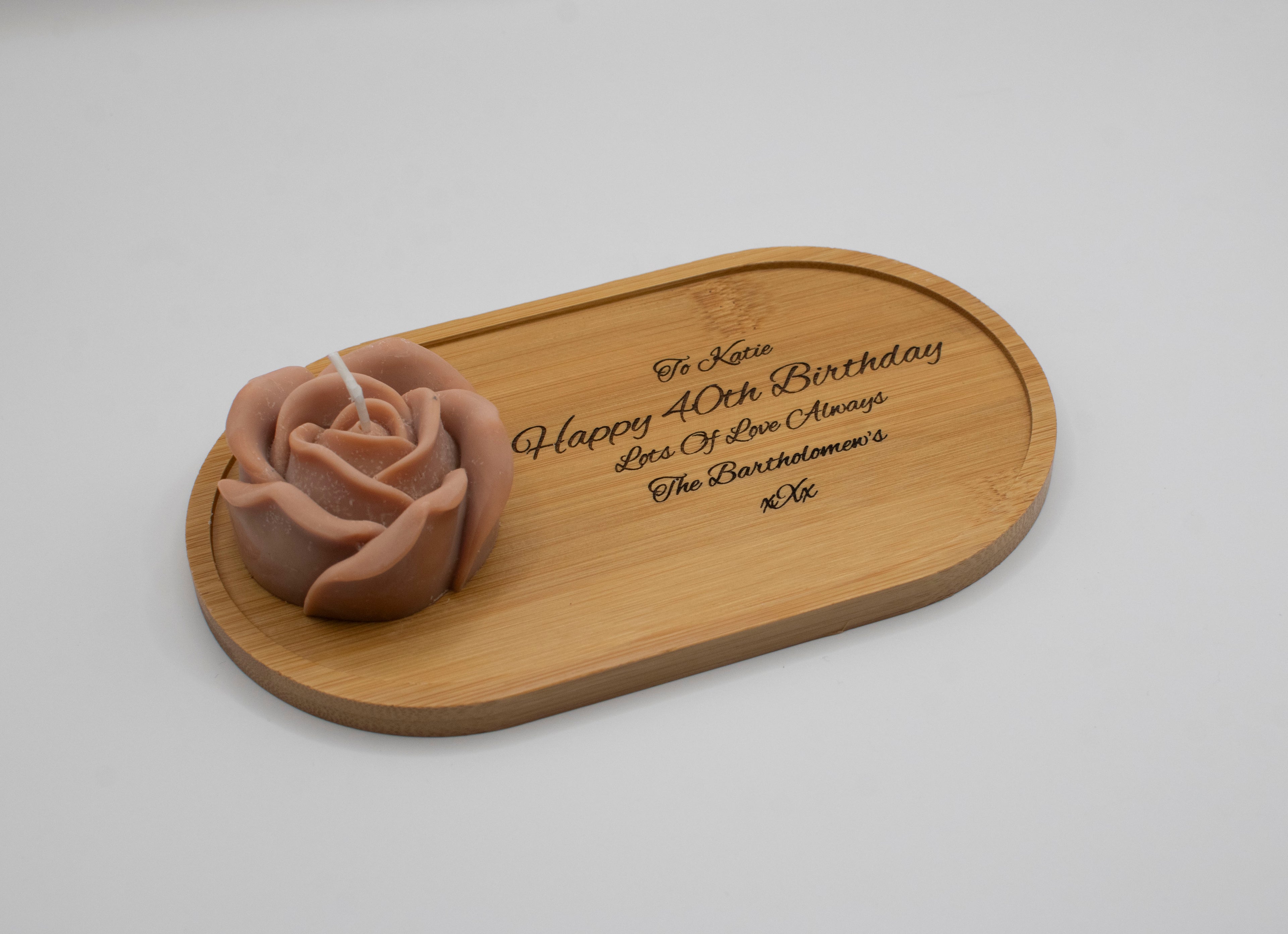 Rose Candle With Personalised Tray