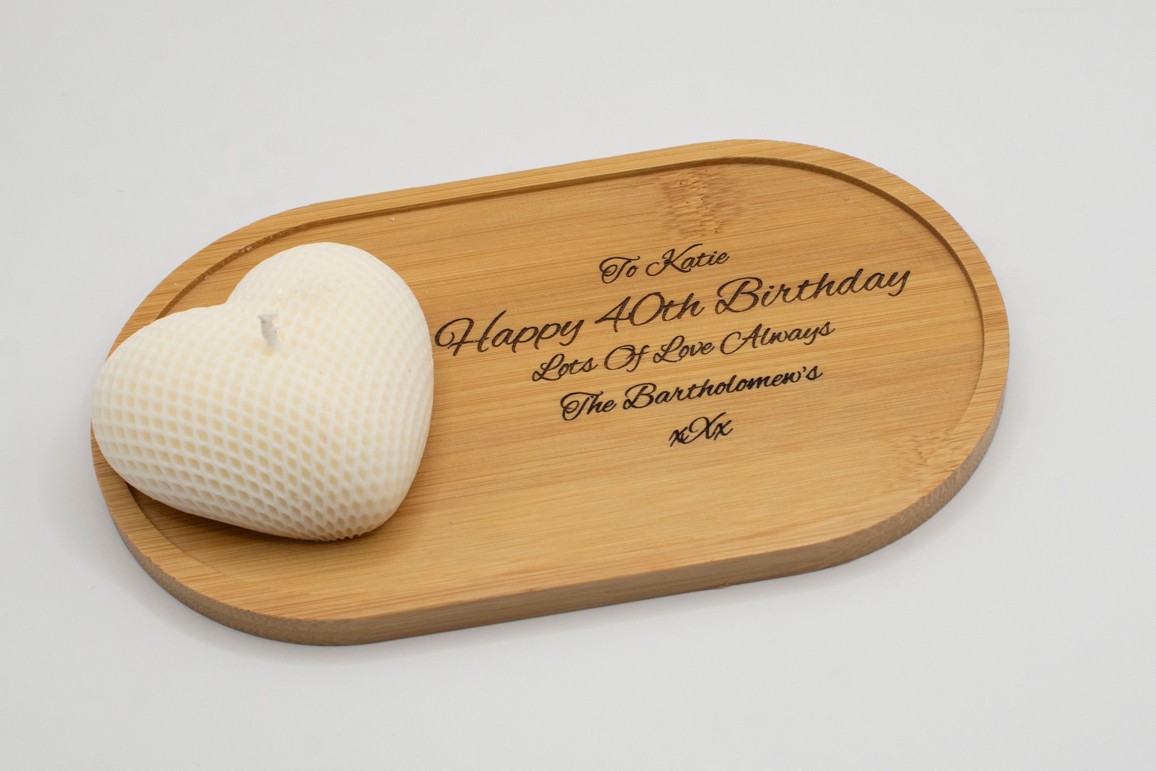 Heart Candle With Personalised Tray