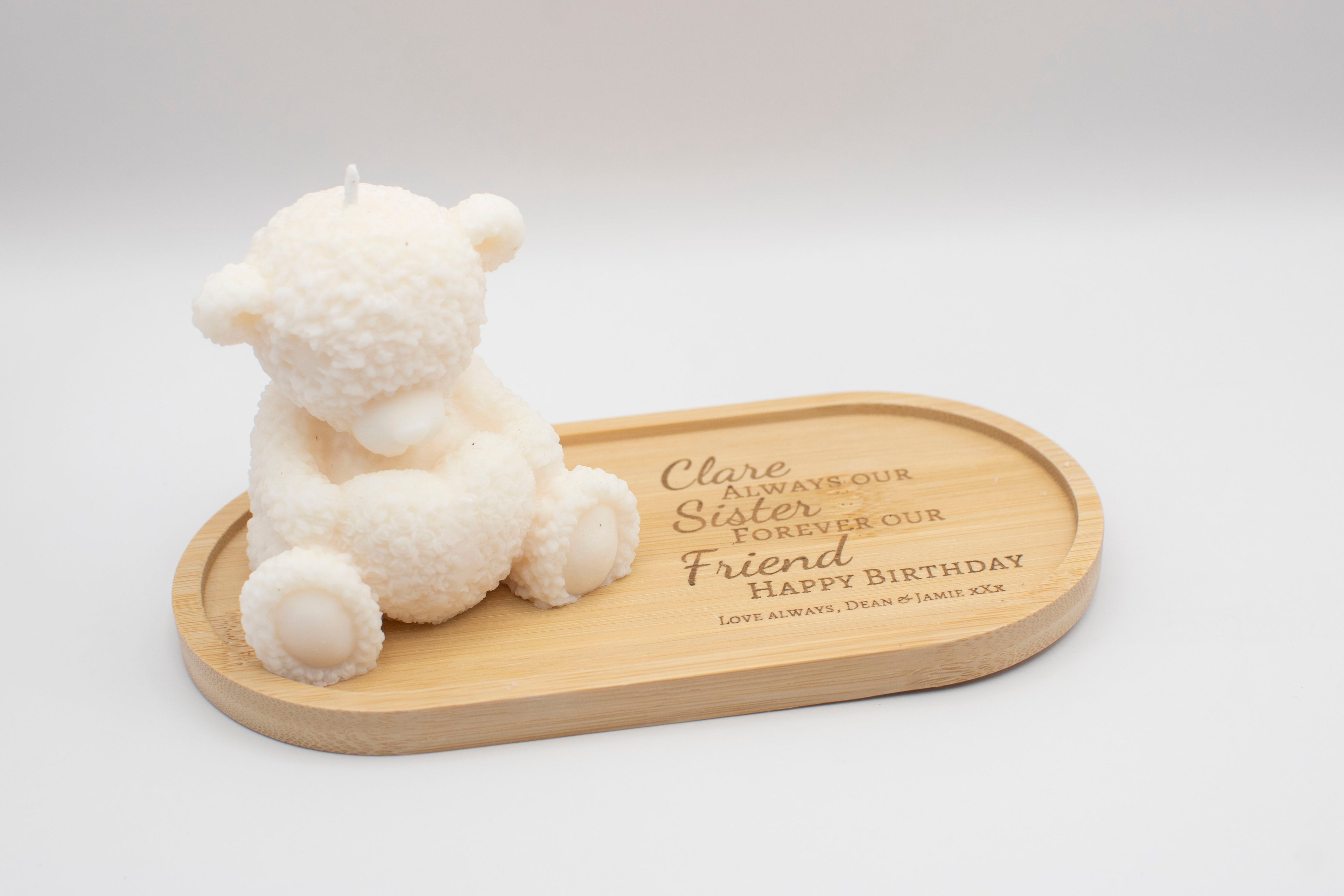 Teddybear Candle With Personalised Tray
