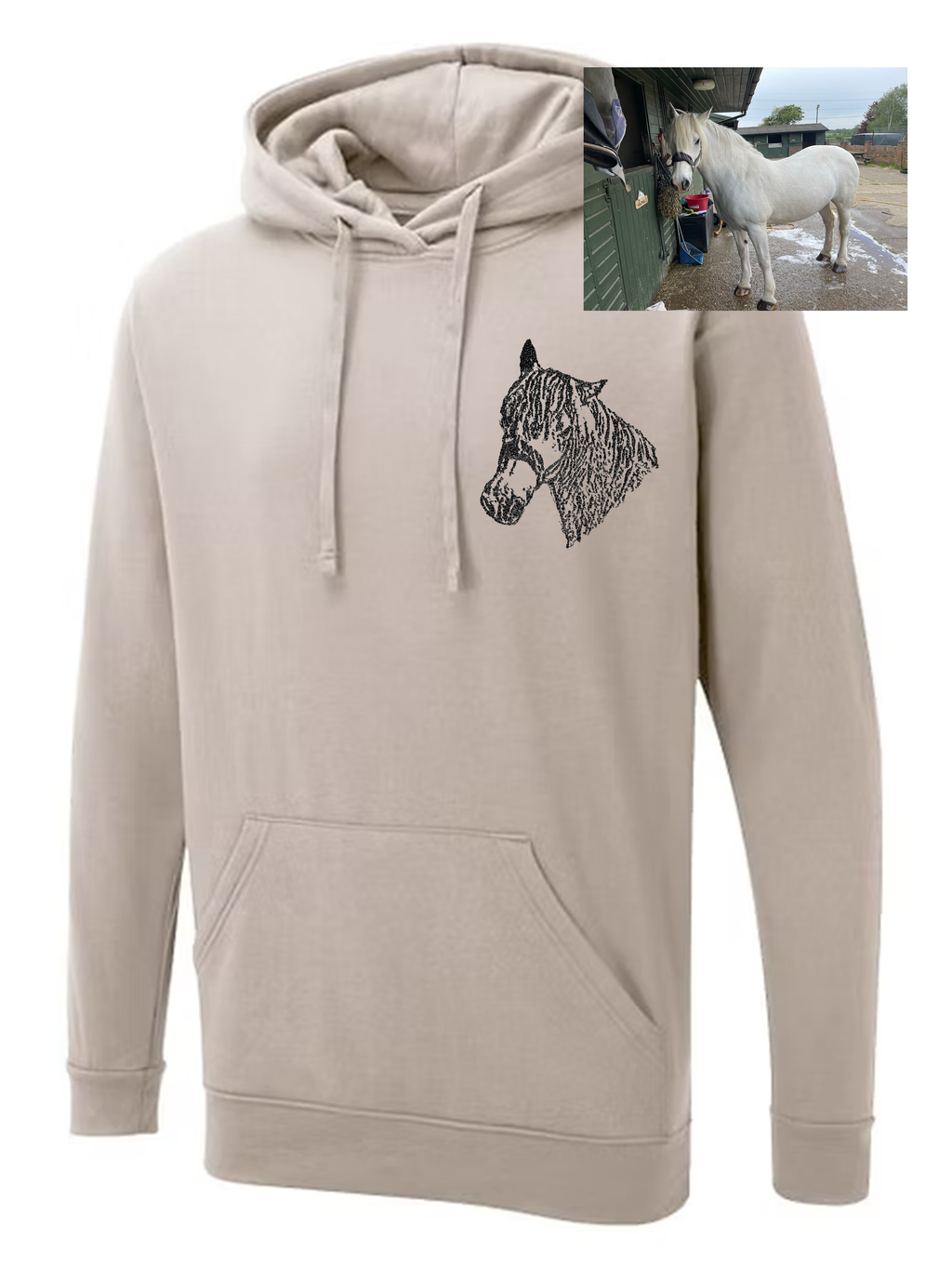 Custom Pet Portrait Embroidered Hoodie